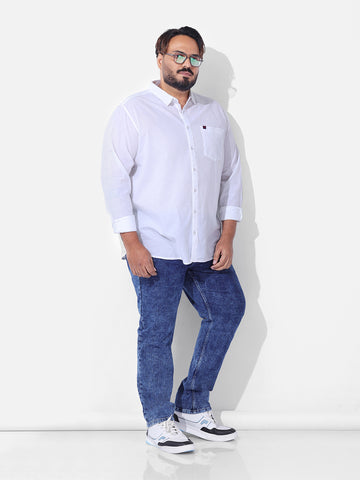 Men's White Oversized Fit Solid Casual Shirt