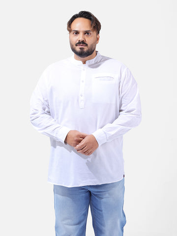 Men's White Regular Fit Solid Casual Shirt