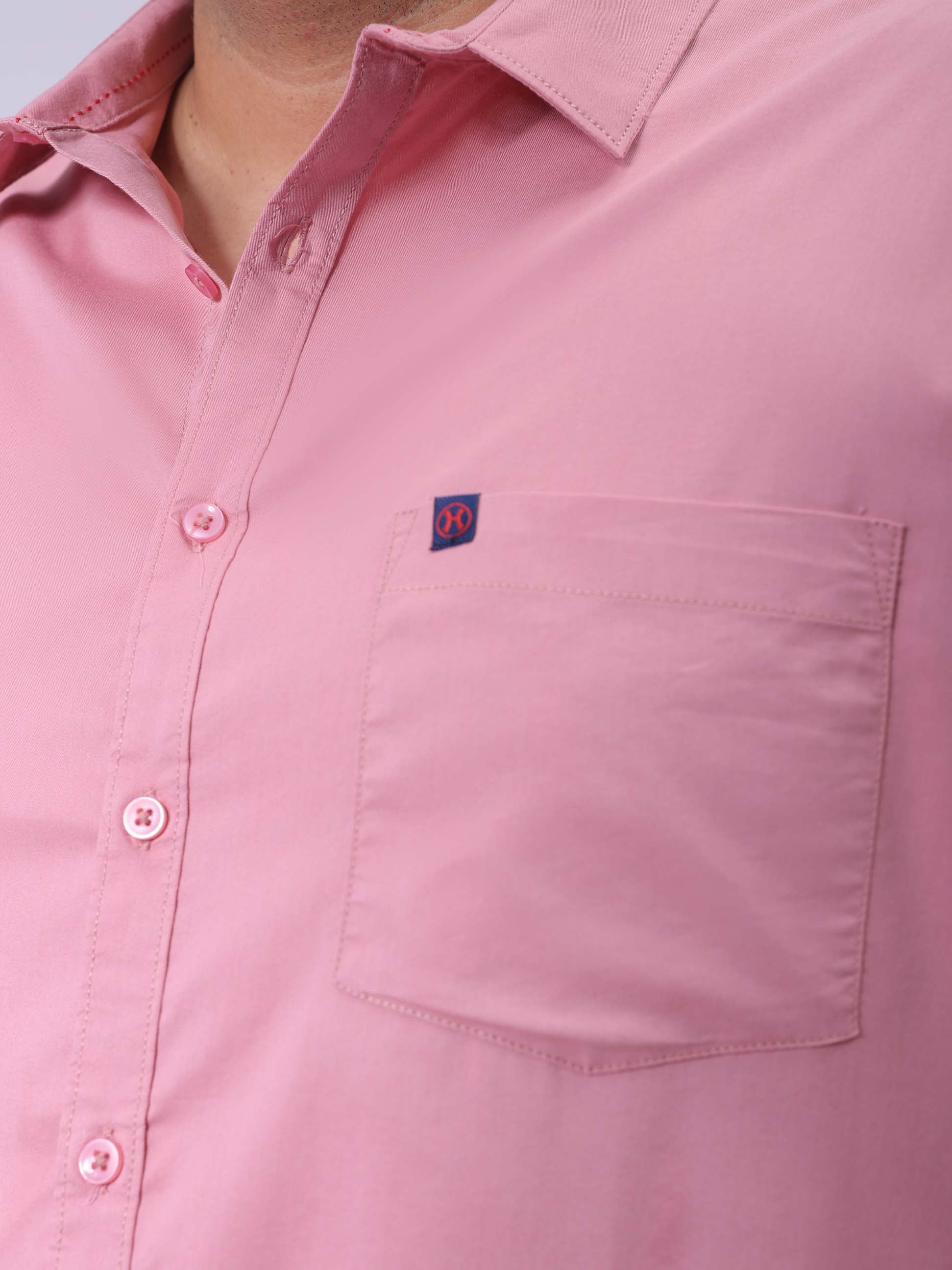 Men's Plus Size Pink Regular Fit Solid Casual Shirt