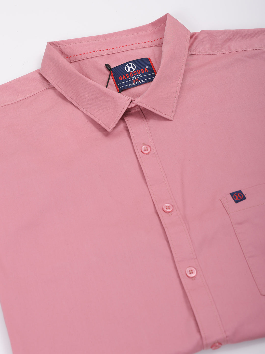 Men's Plus Size Pink Regular Fit Solid Casual Shirt