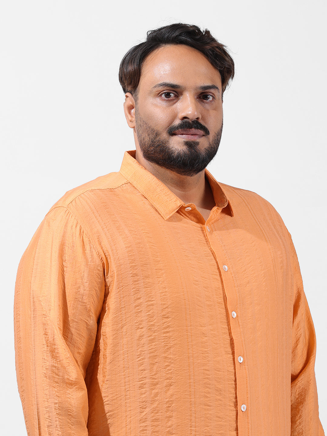 Men's Orange Regular Fit Solid Casual Shirt
