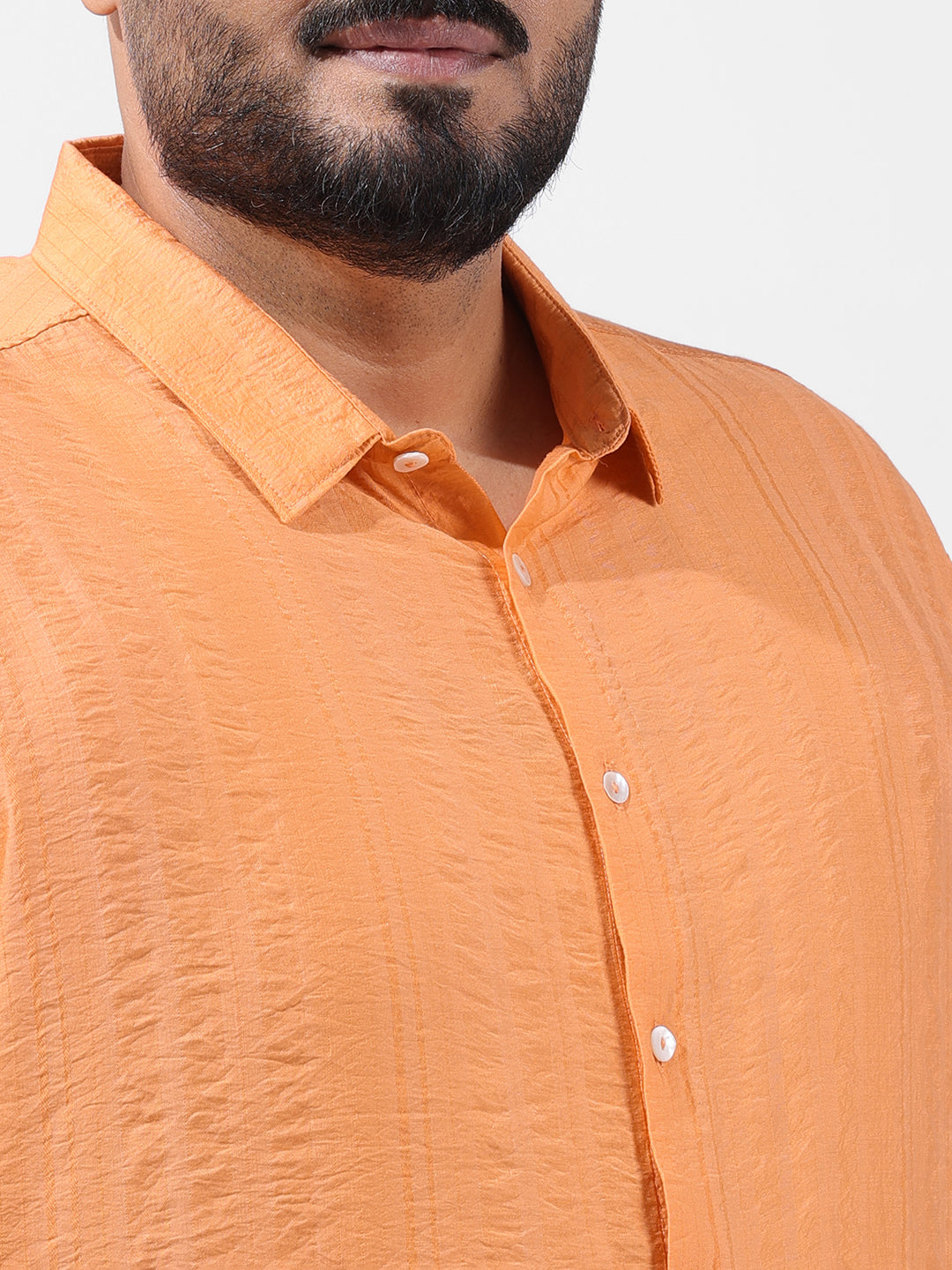 Men's Orange Regular Fit Solid Casual Shirt