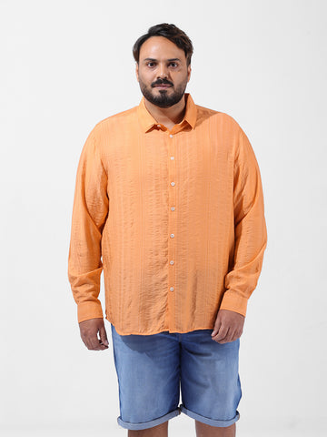 Men's Orange Regular Fit Solid Casual Shirt