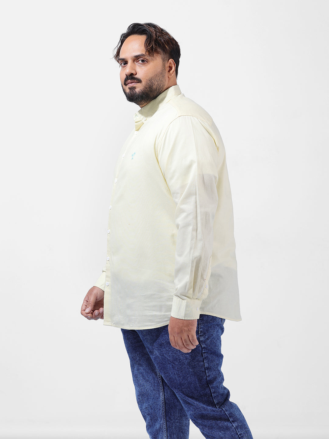Men's Yellow Regular Fit Solid Casual Shirt