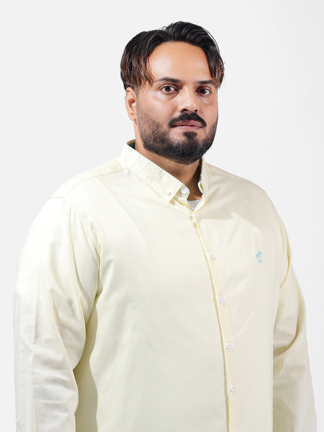 Men's Yellow Regular Fit Solid Casual Shirt