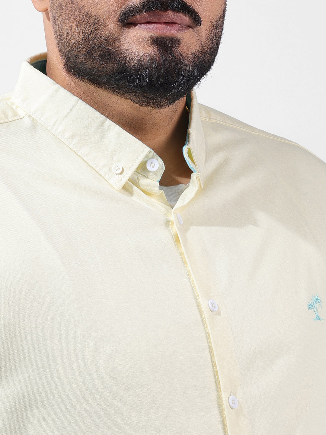 Men's Yellow Regular Fit Solid Casual Shirt