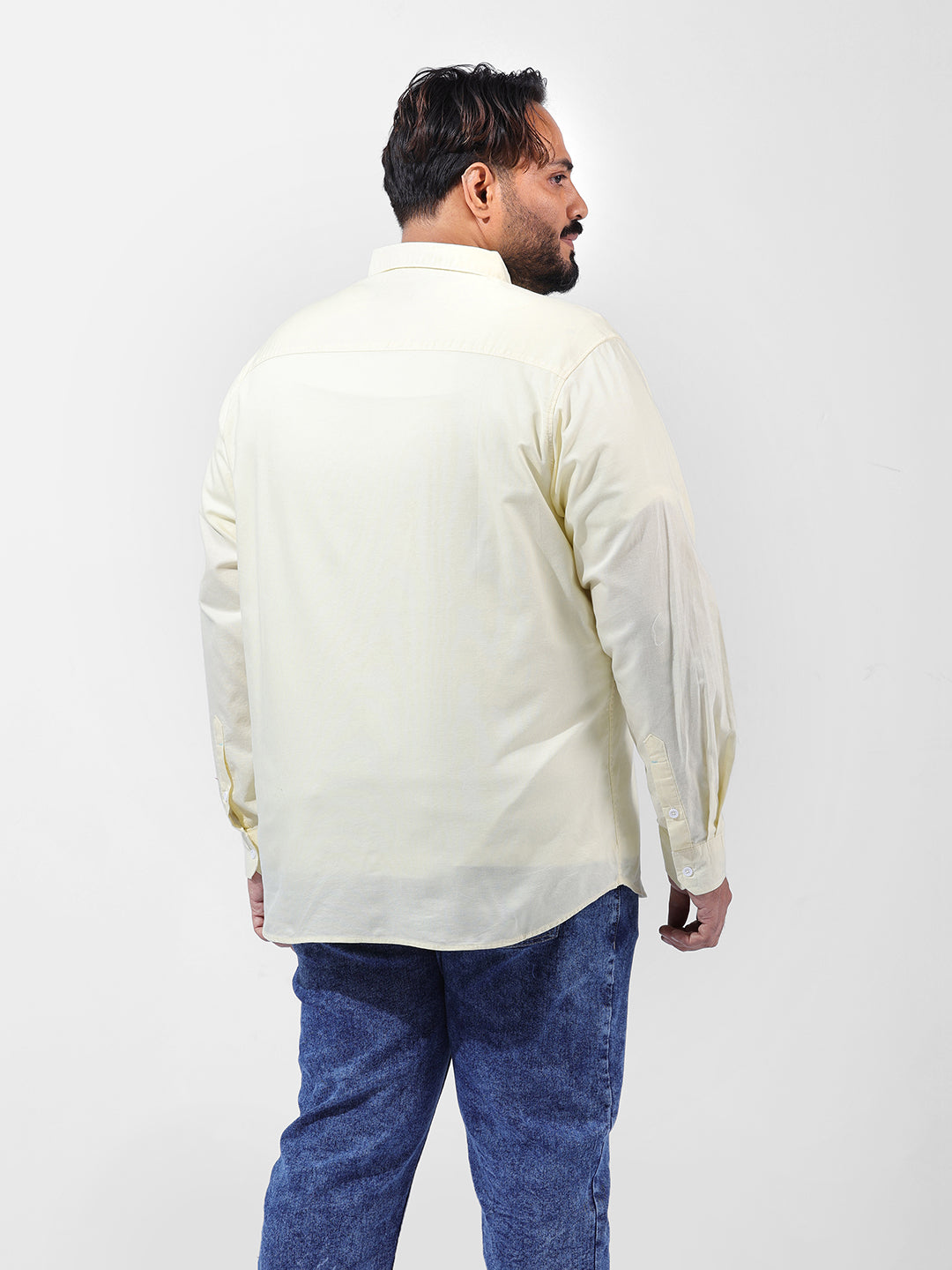 Men's Yellow Regular Fit Solid Casual Shirt