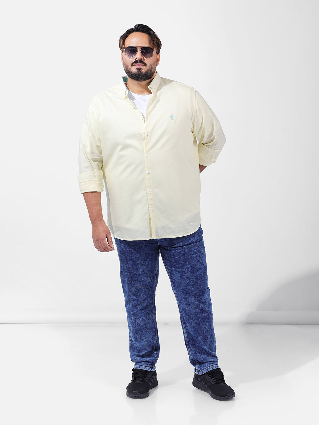 Men's Yellow Regular Fit Solid Casual Shirt