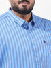Men's Blue Regular Fit Striped Casual Shirt