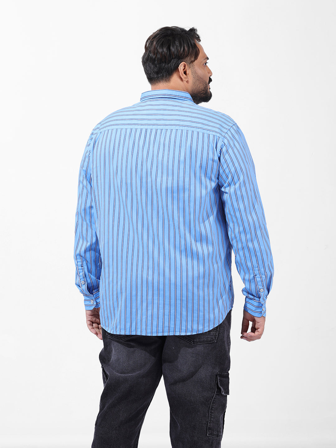 Men's Blue Regular Fit Striped Casual Shirt
