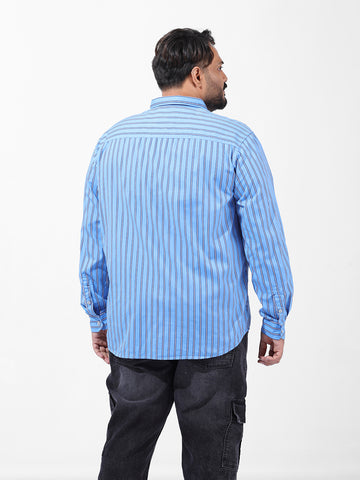 Men's Blue Regular Fit Striped Casual Shirt