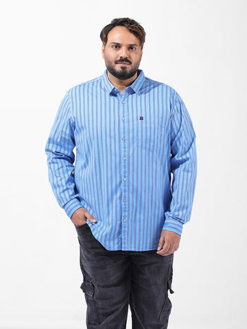 Men's Blue Regular Fit Striped Casual Shirt