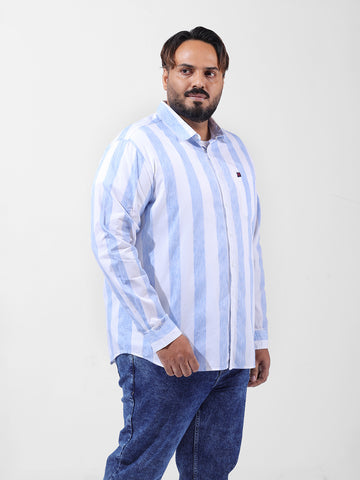 Men's Blue Regular Fit Striped Casual Shirt