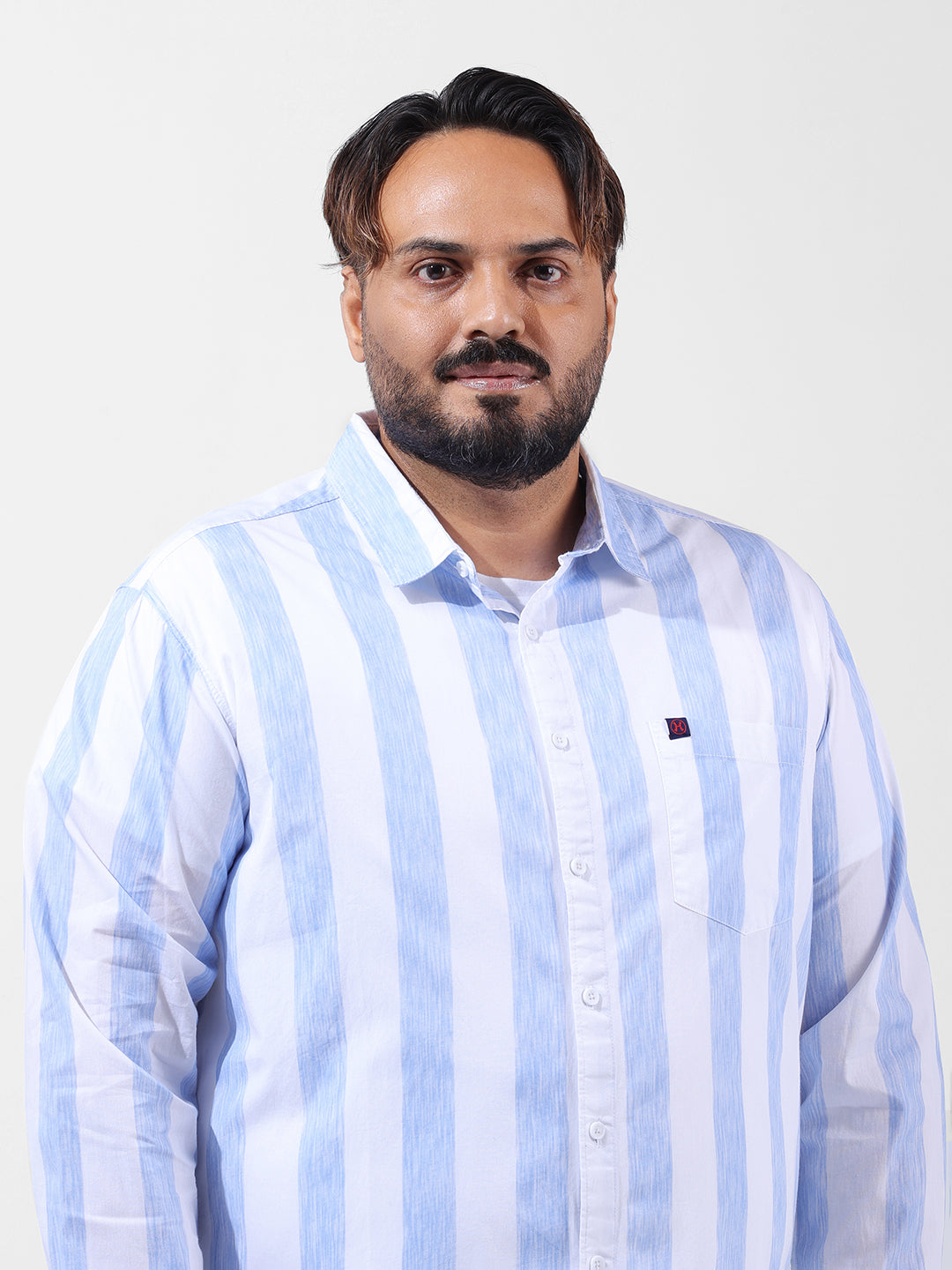 Men's Blue Regular Fit Striped Casual Shirt