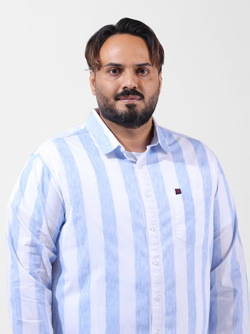Men's Blue Regular Fit Striped Casual Shirt