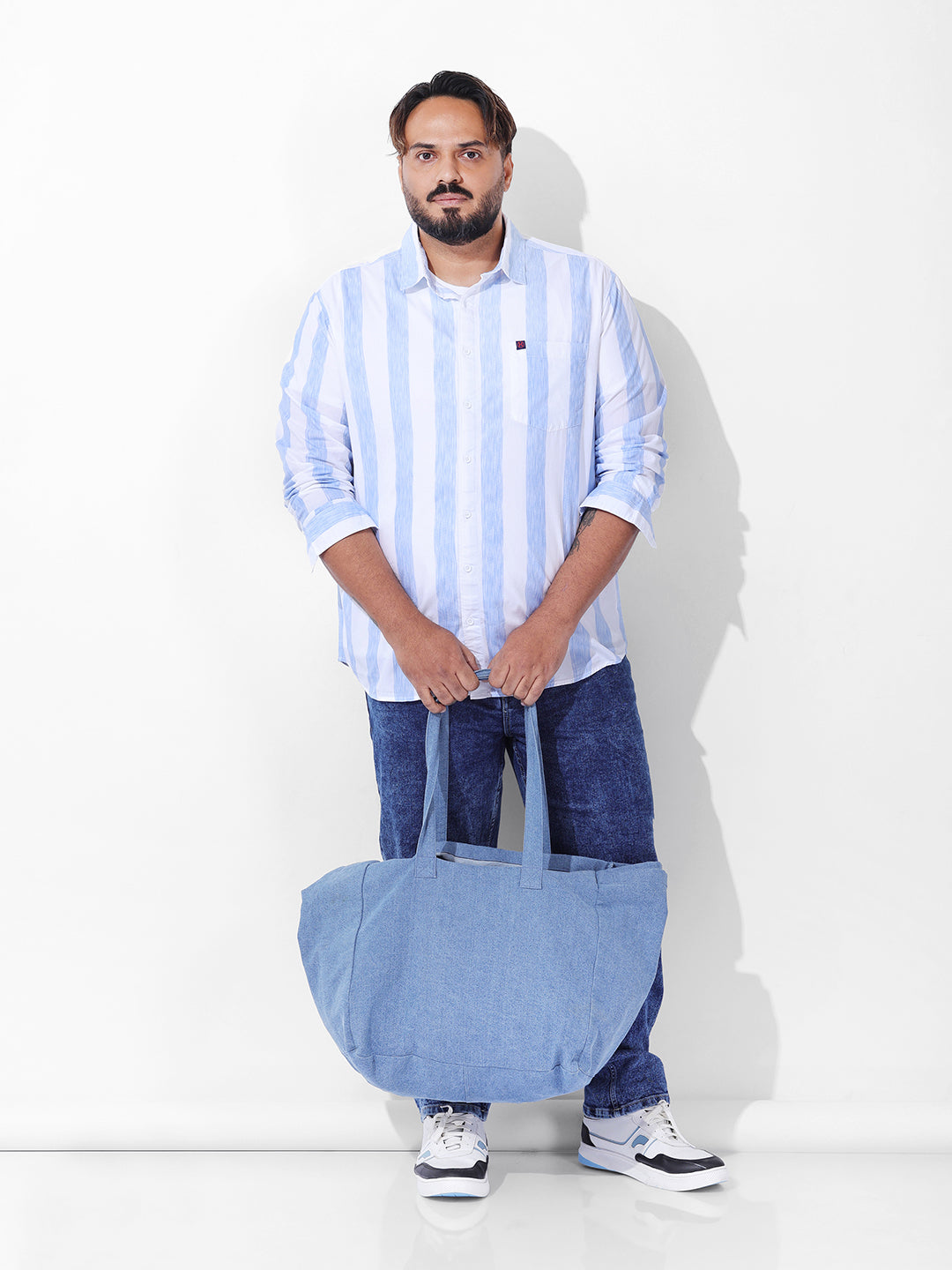 Men's Blue Regular Fit Striped Casual Shirt