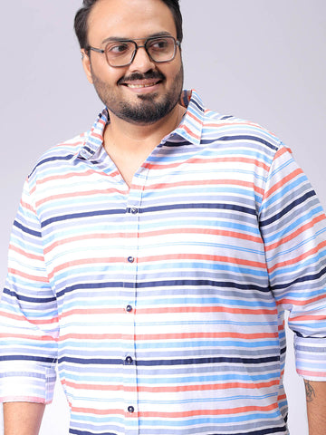 Men's Plus Size Horizontal Striped Casual Shirt