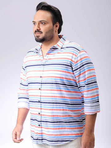 Men's Plus Size Horizontal Striped Casual Shirt