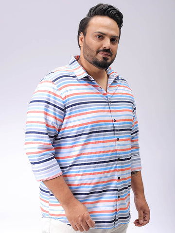 Men's Plus Size Horizontal Striped Casual Shirt
