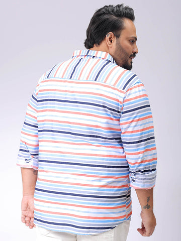 Men's Plus Size Horizontal Striped Casual Shirt