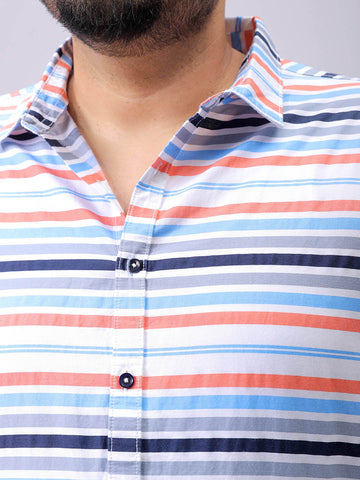 Men's Plus Size Horizontal Striped Casual Shirt
