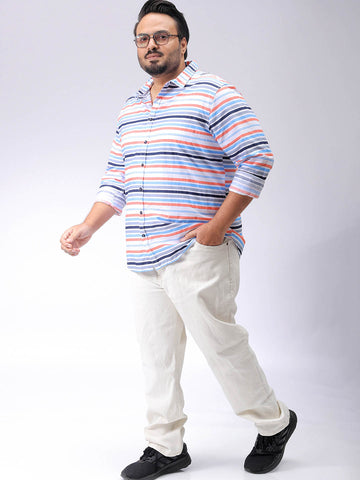 Men's Plus Size Horizontal Striped Casual Shirt