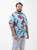 Men's Blue Regular Fit Printed Resort Wear Shirt