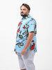 Men's Blue Regular Fit Printed Resort Wear Shirt