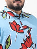 Men's Blue Regular Fit Printed Resort Wear Shirt