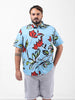 Men's Blue Regular Fit Printed Resort Wear Shirt