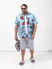 Men's Blue Regular Fit Printed Resort Wear Shirt
