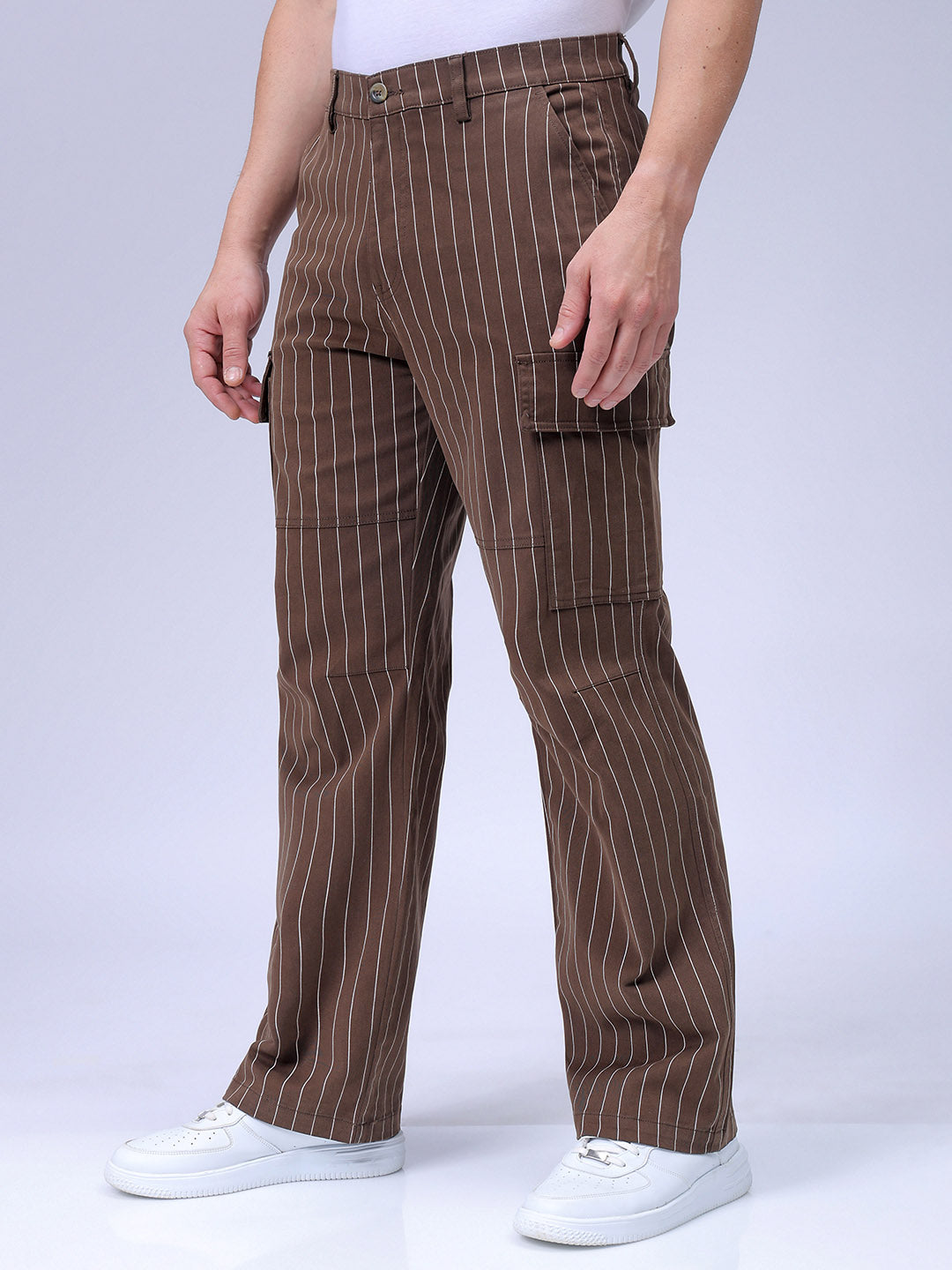 Men's Khaki Relaxed Fit Utility Cargo