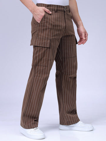 Men's Khaki Relaxed Fit Utility Cargo