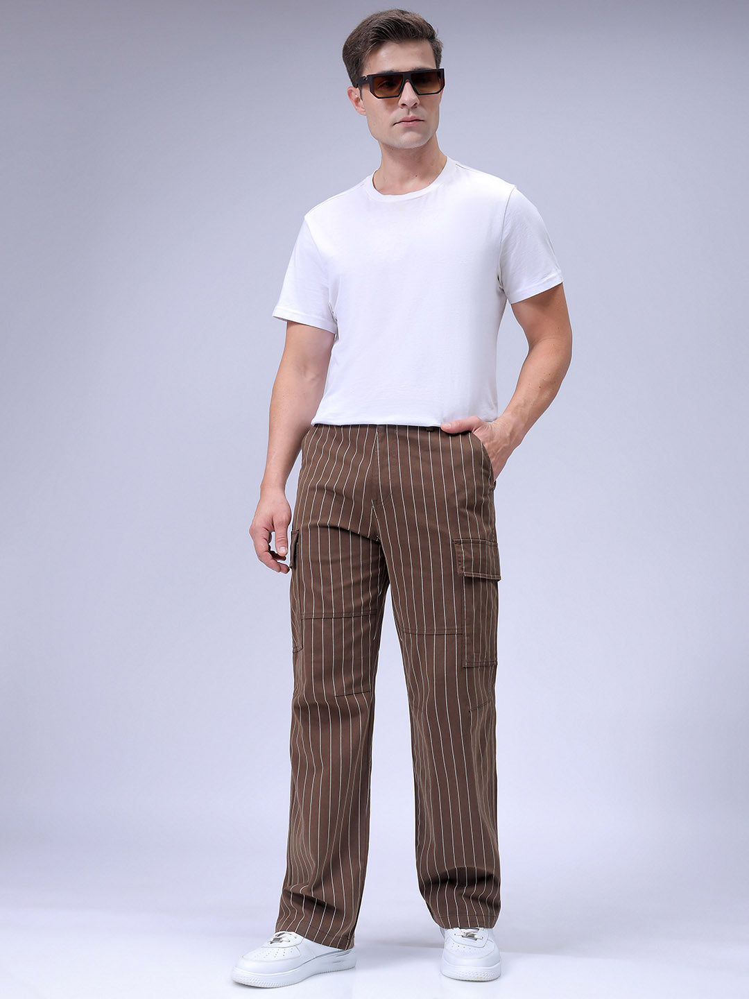 Men's Khaki Relaxed Fit Utility Cargo