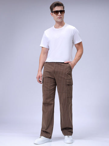 Men's Khaki Relaxed Fit Utility Cargo