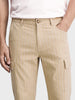 Men's Cream Relaxed Fit Striped Utility Cargos