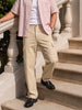 Men's Cream Relaxed Fit Striped Utility Cargos