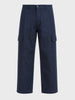 Men's Navy Blue Relaxed Fit Graphic Printed Utility Cargos