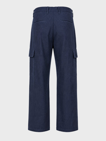 Men's Navy Blue Relaxed Fit Graphic Printed Utility Cargos