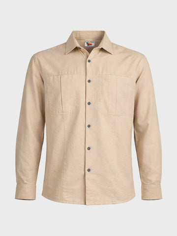 Men's Full Sleeves Relaxed Fit Beige Shirt