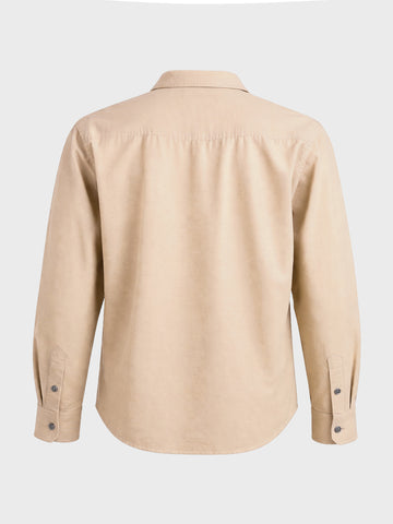 Men's Full Sleeves Relaxed Fit Beige Shirt