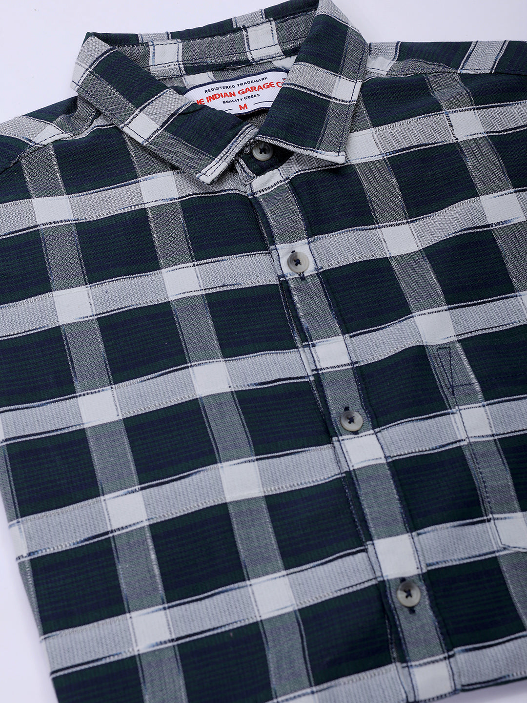 Men's Olive Slim Fit Checked Casual Shirt