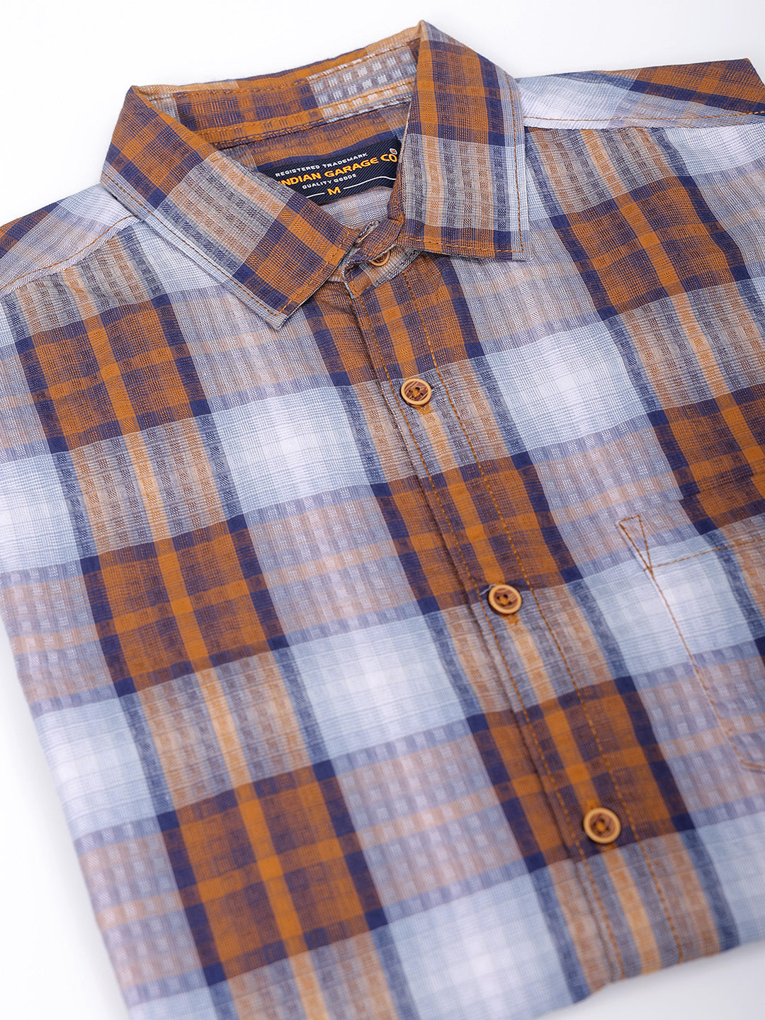 Men's Brown Slim Fit Checked Casual Shirt