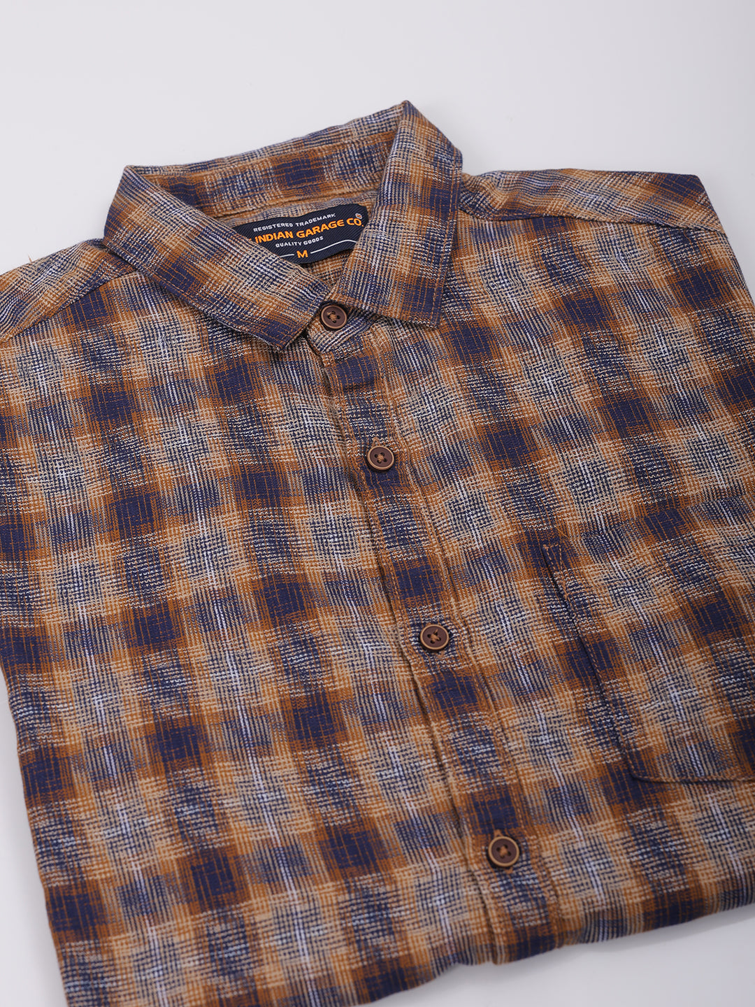 Men's Brown Slim Fit Checked Shirt