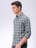 Men's Green Slim Fit Checked Casual Shirt