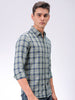 Men's Green Slim Fit Checked Casual Shirt