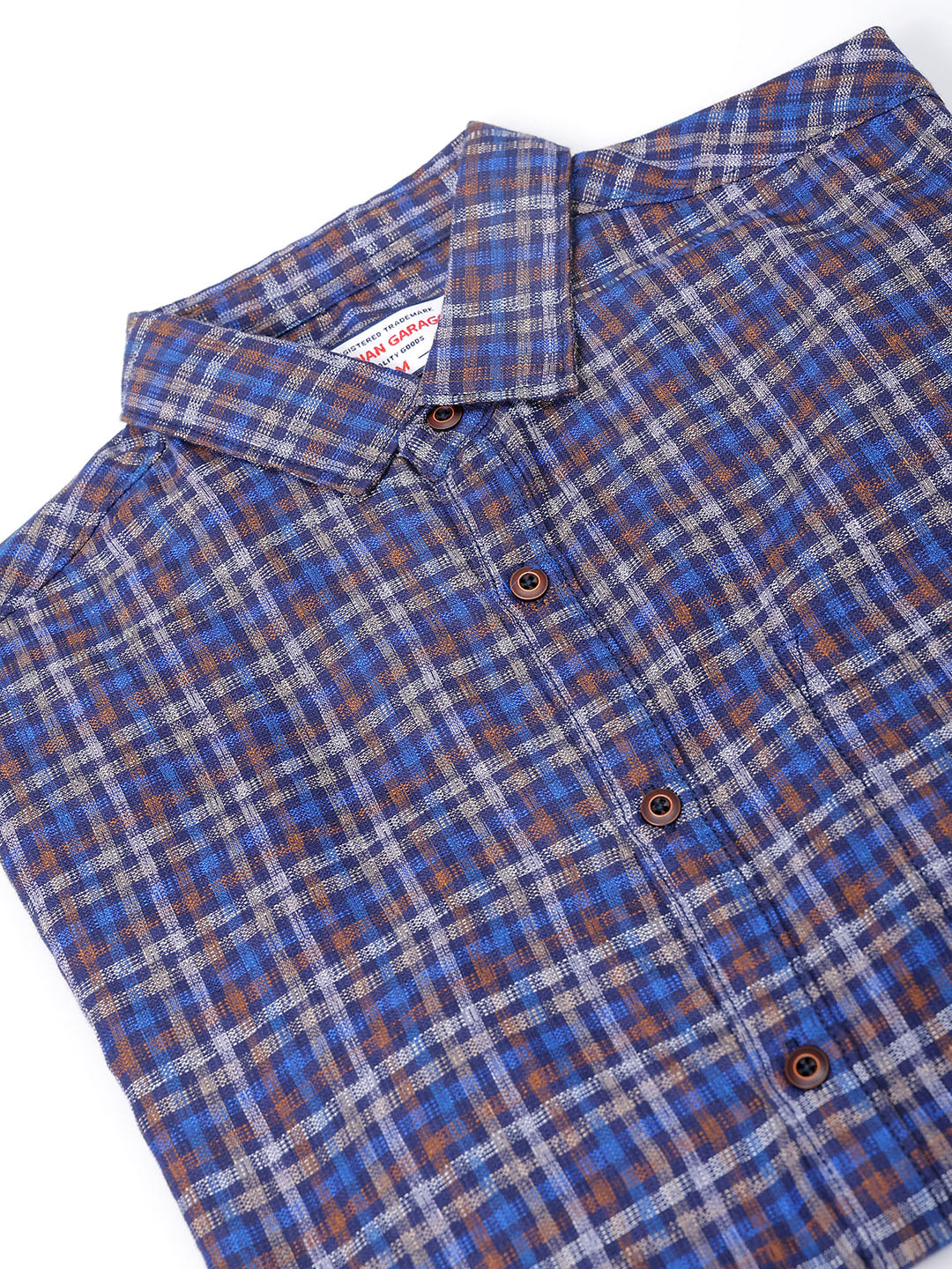 Men's Blue Slim Fit Checked Casual Shirt