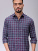 Men's Red Slim Fit Checked Casual Shirt