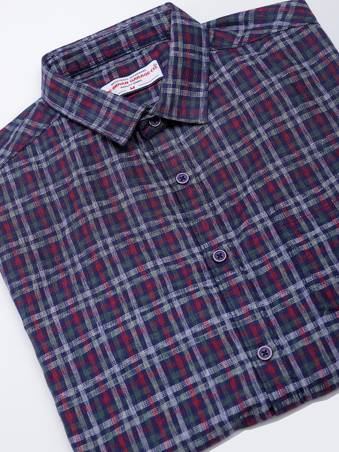 Men's Red Slim Fit Checked Casual Shirt