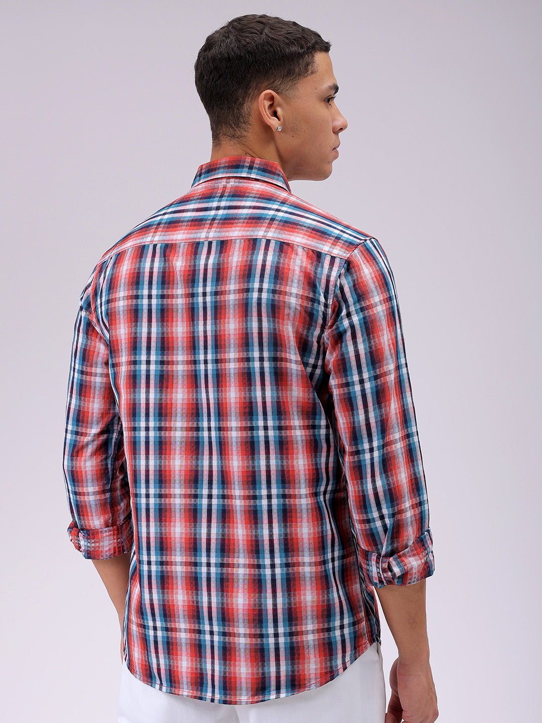 Men's Multicolor Slim Fit Checked Casual Shirt